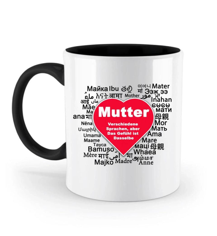 Verschiedene Sprachen aber, Das Gefühl ist Dasselbe Tasse - Spruch Tasse - Personalisierte Tasse - printpod.de