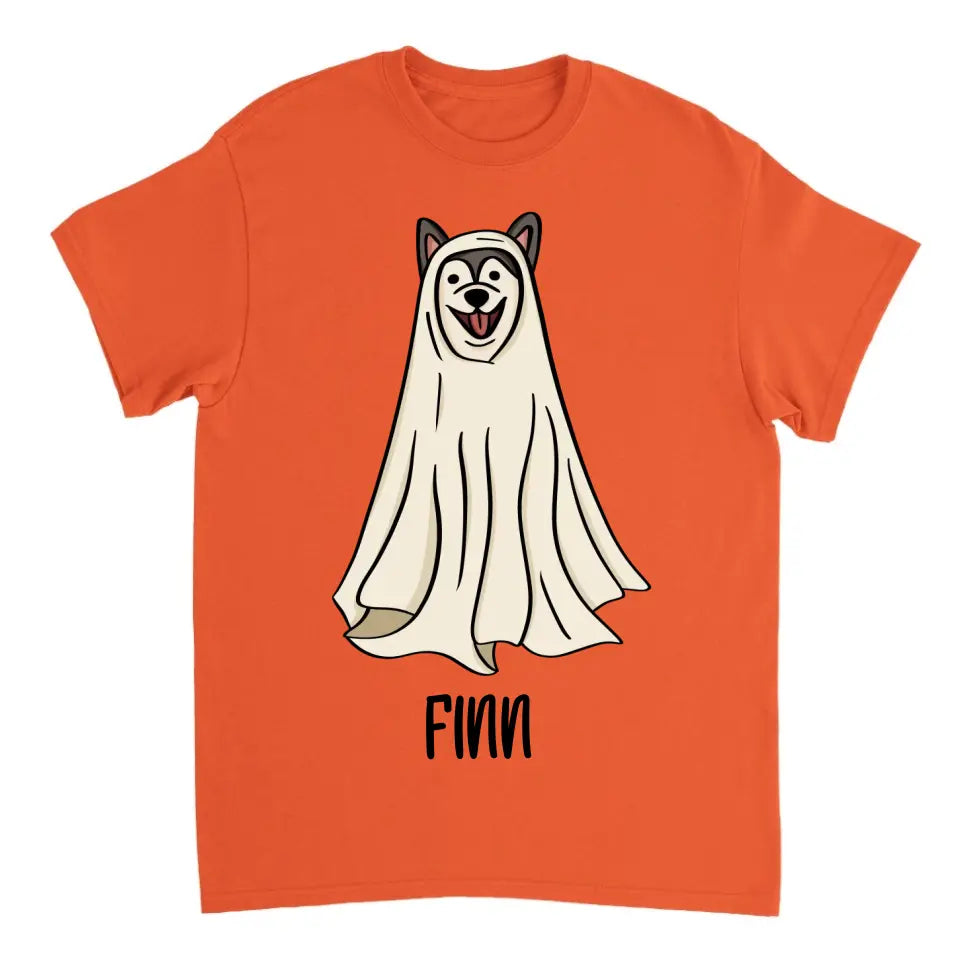 Personalisiertes lustiges Gespenst Hund Halloween T-Shirt - printpod.de