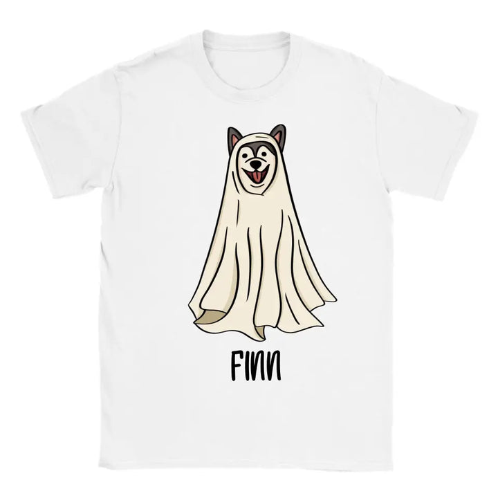 Personalisiertes lustiges Gespenst Hund Halloween T-Shirt - printpod.de