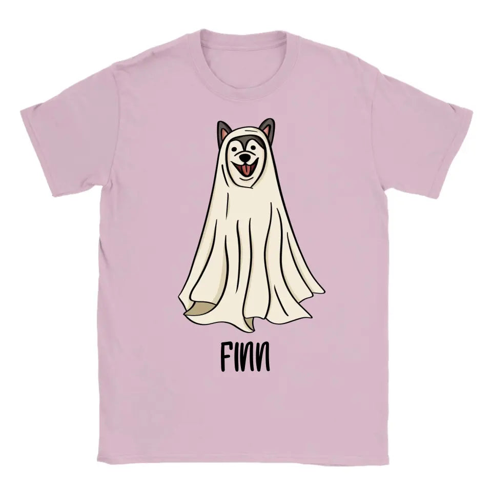 Personalisiertes lustiges Gespenst Hund Halloween T-Shirt - printpod.de