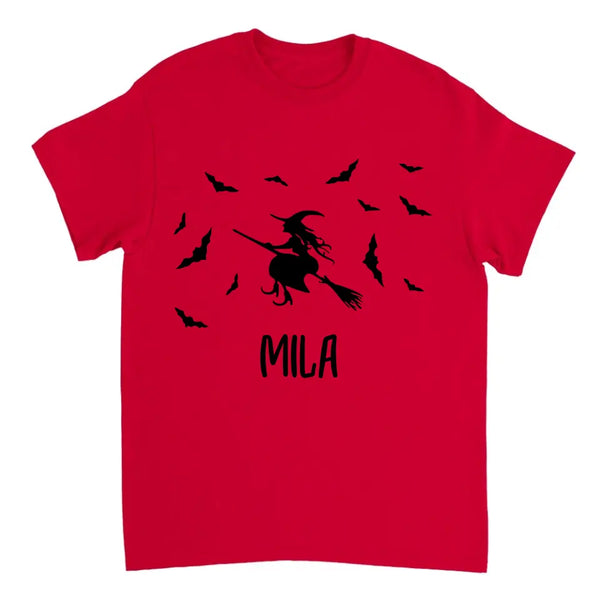 Personalisiertes Fliegende Hexe Halloween T-Shirt - printpod.de