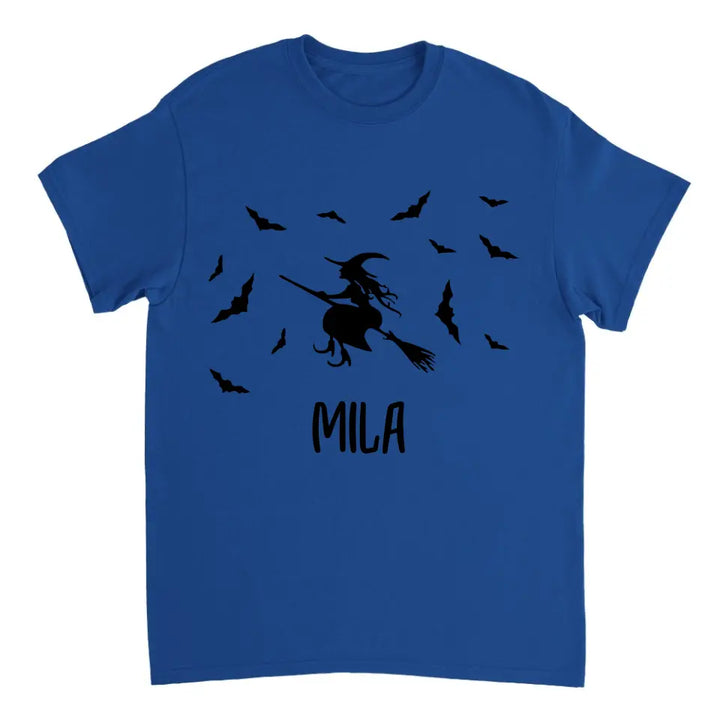 Personalisiertes Fliegende Hexe Halloween T-Shirt - printpod.de