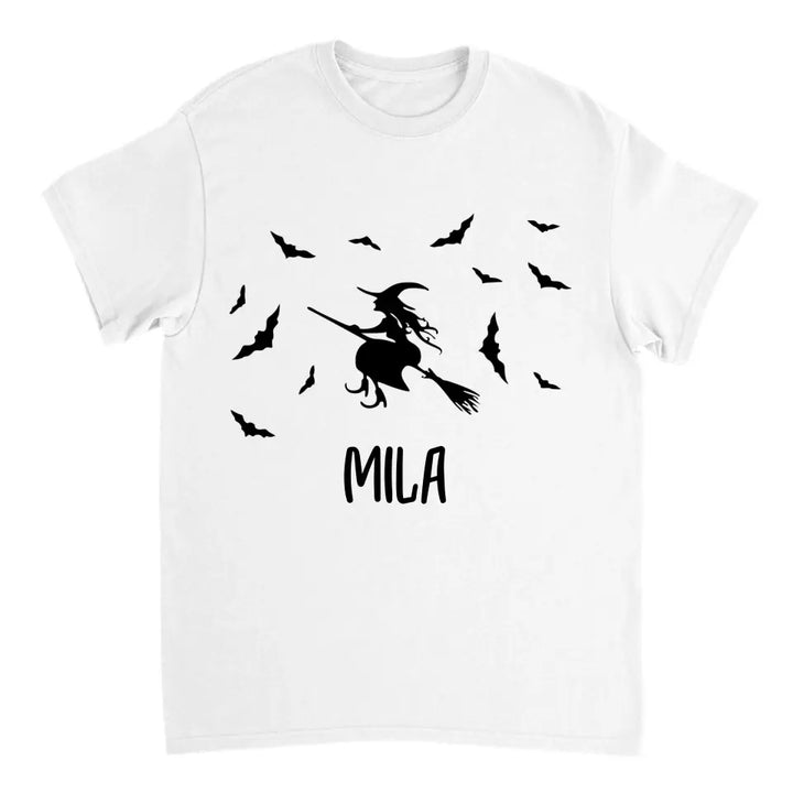 Personalisiertes Fliegende Hexe Halloween T-Shirt - printpod.de