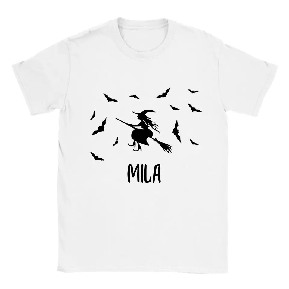 Personalisiertes Fliegende Hexe Halloween T-Shirt