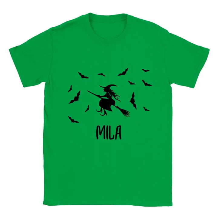 Personalisiertes Fliegende Hexe Halloween T-Shirt - printpod.de