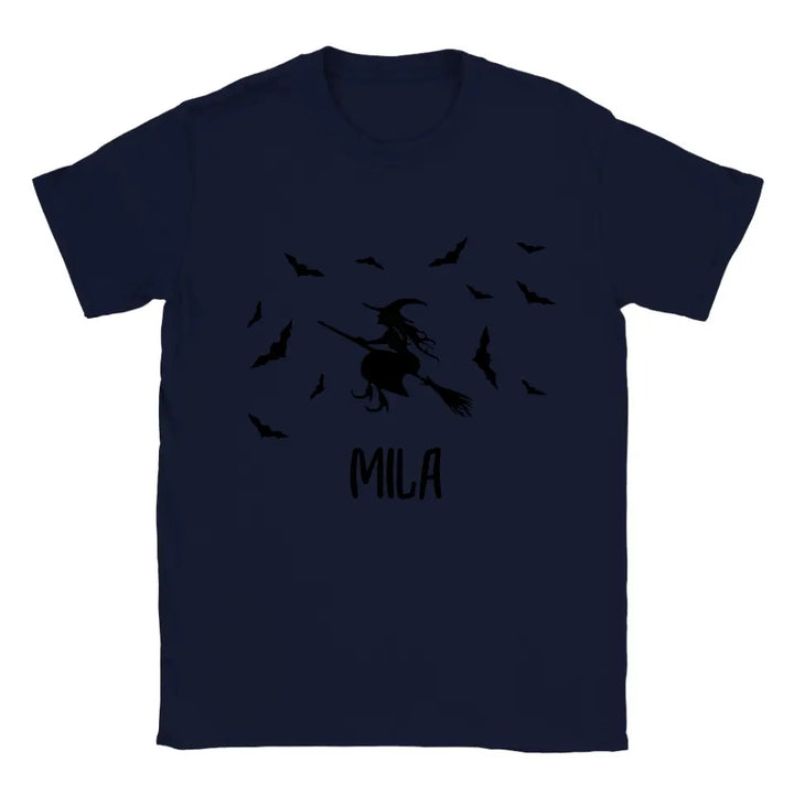 Personalisiertes Fliegende Hexe Halloween T-Shirt - printpod.de