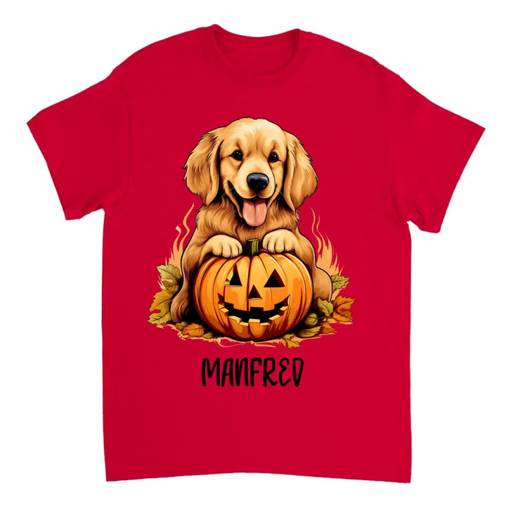 Spooky & Personalisierte Mein Hund mit Scary Pumpkin T-Shirt für Halloween - printpod.de