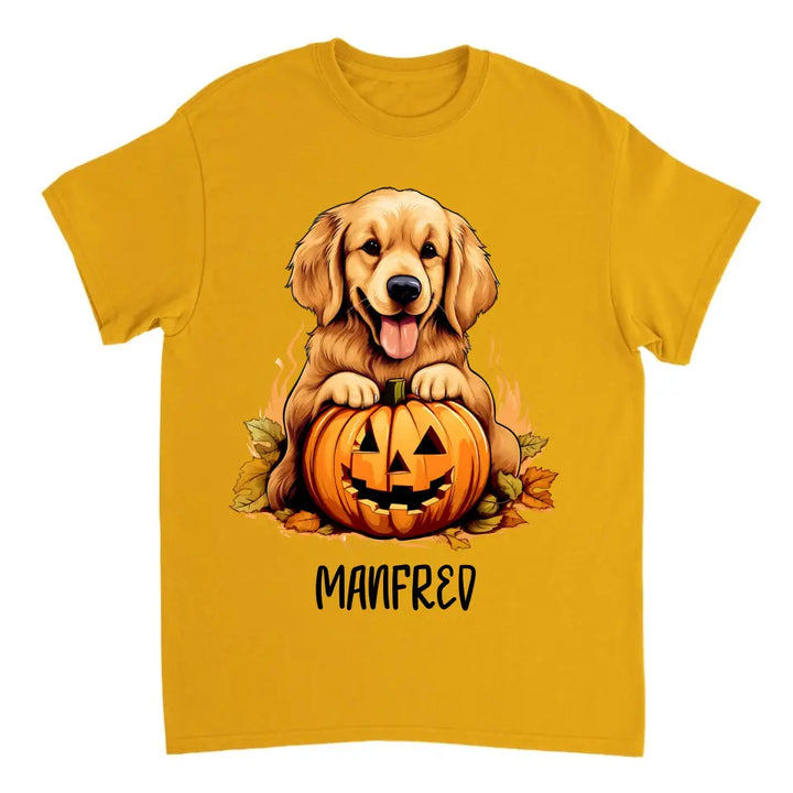 Spooky & Personalisierte Mein Hund mit Scary Pumpkin T-Shirt für Halloween - printpod.de