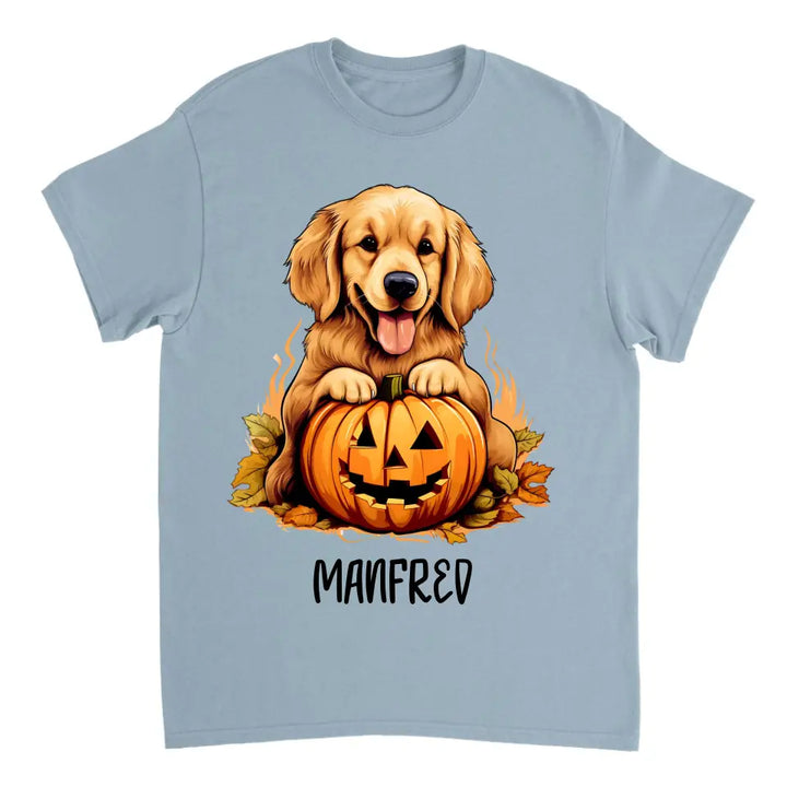 Spooky & Personalisierte Mein Hund mit Scary Pumpkin T-Shirt für Halloween - printpod.de