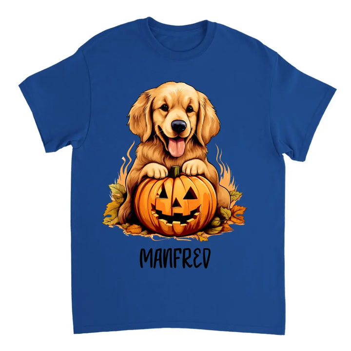 Spooky & Personalisierte Mein Hund mit Scary Pumpkin T-Shirt für Halloween - printpod.de