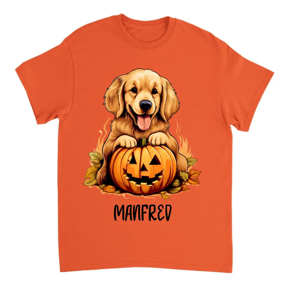 Spooky & Personalisierte Mein Hund mit Scary Pumpkin T-Shirt für Halloween - printpod.de