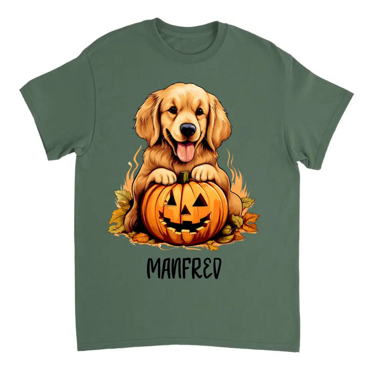 Spooky & Personalisierte Mein Hund mit Scary Pumpkin T-Shirt für Halloween - printpod.de