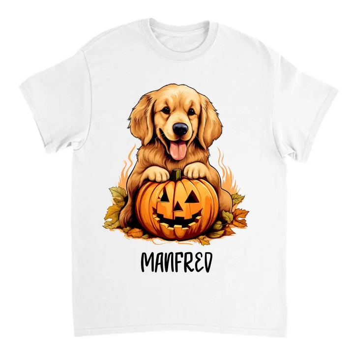 Spooky & Personalisierte Mein Hund mit Scary Pumpkin T-Shirt für Halloween - printpod.de