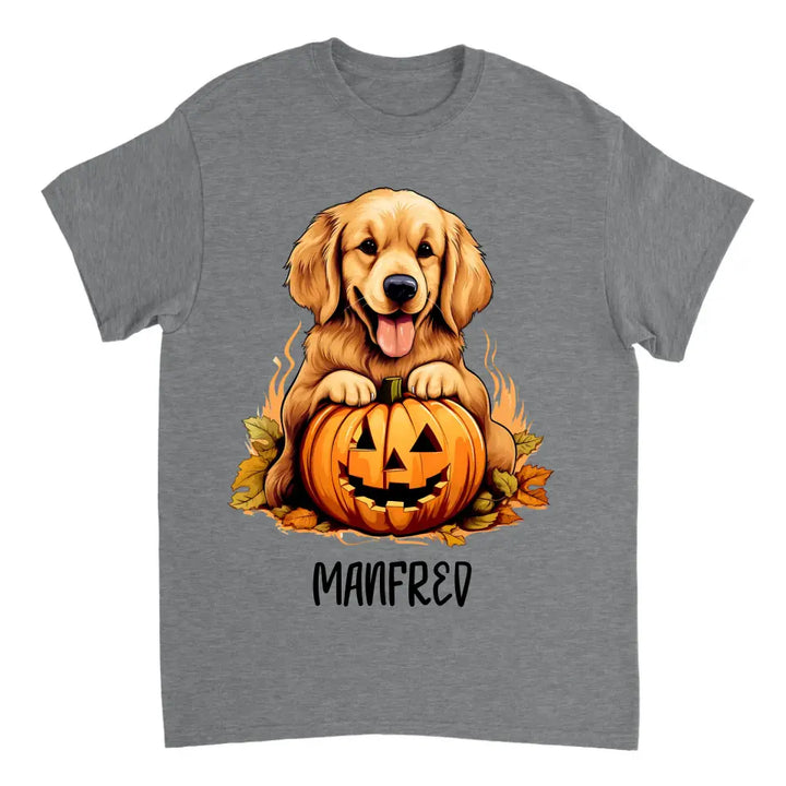 Spooky & Personalisierte Mein Hund mit Scary Pumpkin T-Shirt für Halloween - printpod.de