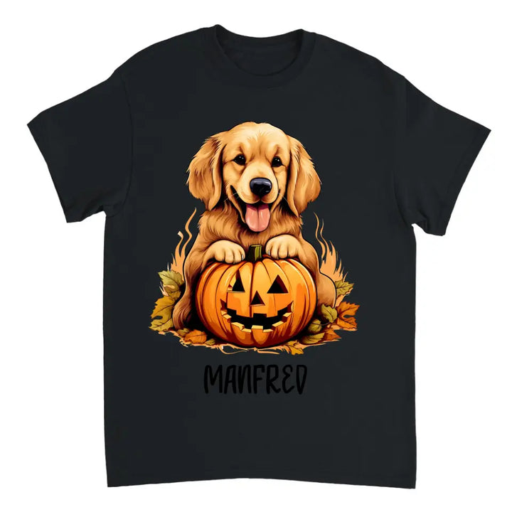 Spooky & Personalisierte Mein Hund mit Scary Pumpkin T-Shirt für Halloween - printpod.de