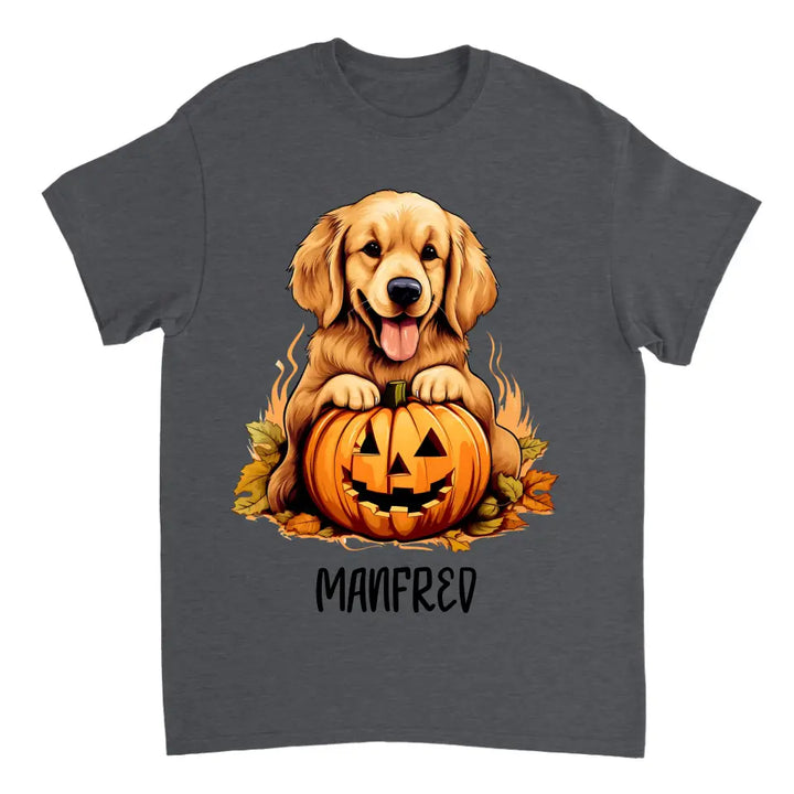 Spooky & Personalisierte Mein Hund mit Scary Pumpkin T-Shirt für Halloween - printpod.de