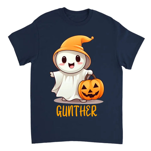 Halloween Geschenkidee Niedliches Gespenst mit Kürbis T-shirt Personalisiert
