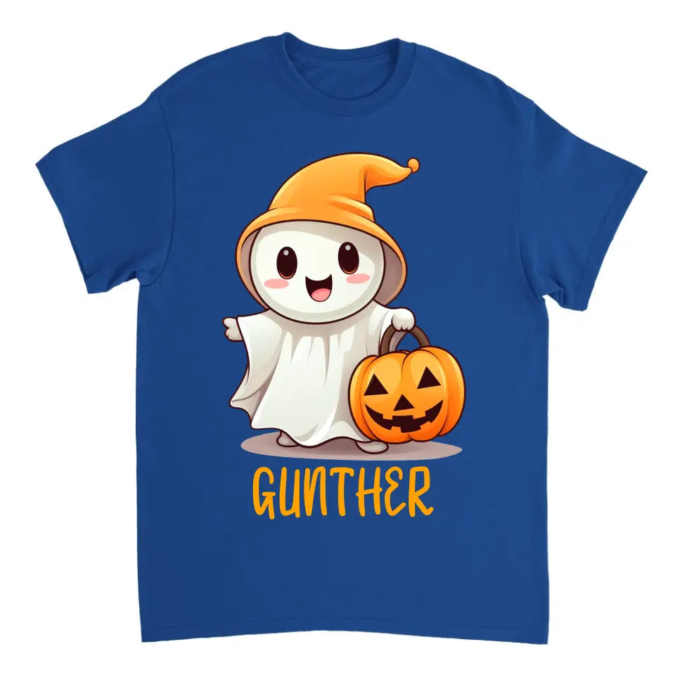 Halloween Geschenkidee Niedliches Gespenst mit Kürbis T-shirt Personalisiert - printpod.de