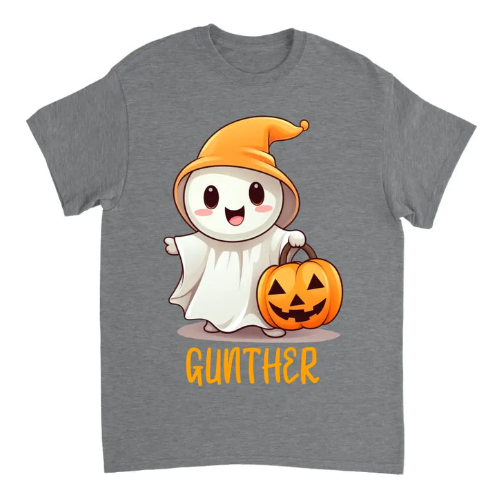 Halloween Geschenkidee Niedliches Gespenst mit Kürbis T-shirt Personalisiert - printpod.de