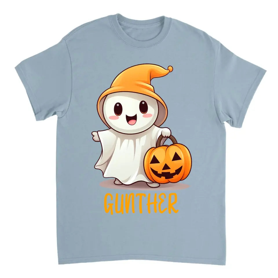 Halloween Geschenkidee Niedliches Gespenst mit Kürbis T-shirt Personalisiert - printpod.de