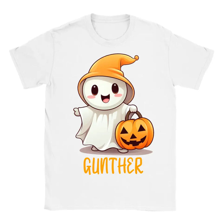 Halloween Geschenkidee Niedliches Gespenst mit Kürbis T-shirt Personalisiert - printpod.de