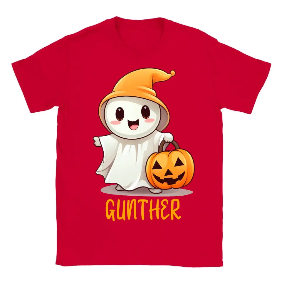 Halloween Geschenkidee Niedliches Gespenst mit Kürbis T-shirt Personalisiert - printpod.de