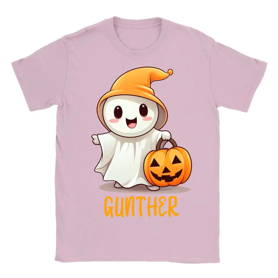 Halloween Geschenkidee Niedliches Gespenst mit Kürbis T-shirt Personalisiert - printpod.de