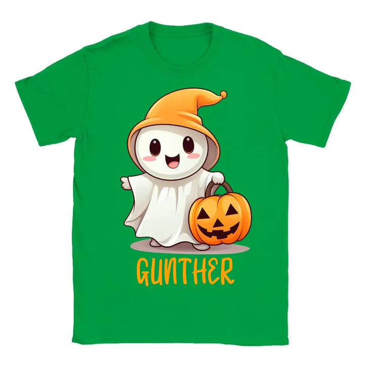 Halloween Geschenkidee Niedliches Gespenst mit Kürbis T-shirt Personalisiert - printpod.de