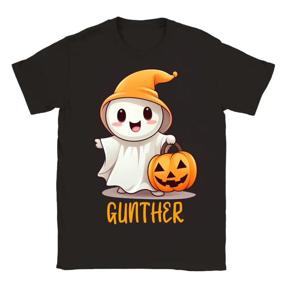 Halloween Geschenkidee Niedliches Gespenst mit Kürbis T-shirt Personalisiert - printpod.de