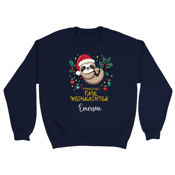 Personalisiert Pullover fröhliches faultier weihnachten - printpod.de