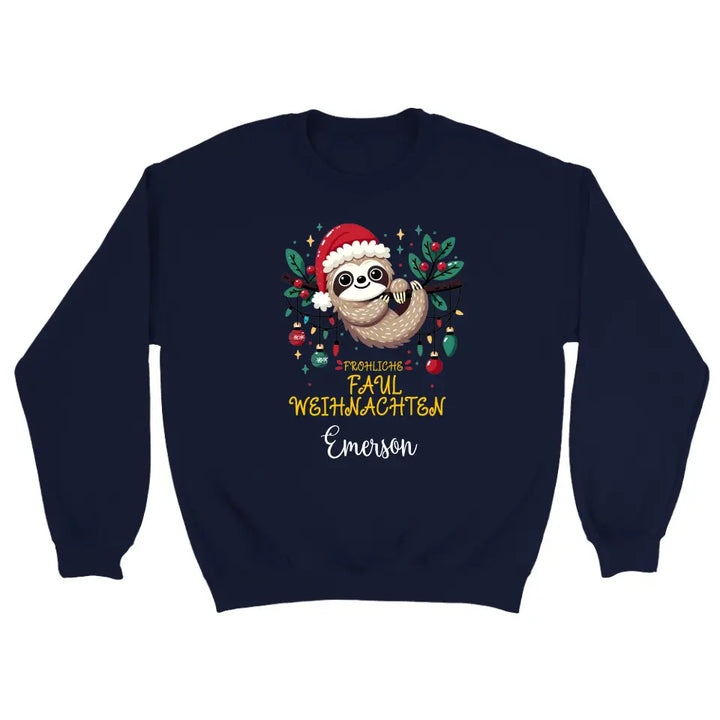 Personalisiert Pullover fröhliches faultier weihnachten - printpod.de