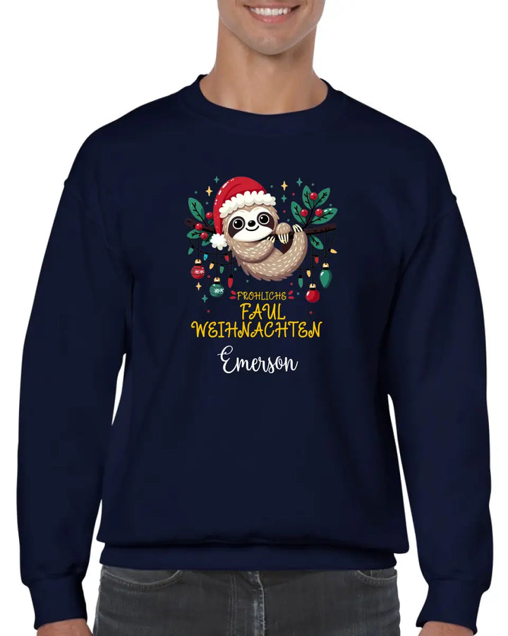 Personalisiert Pullover fröhliches faultier weihnachten - printpod.de