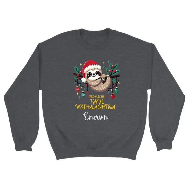 Personalisiert Pullover fröhliches faultier weihnachten - printpod.de