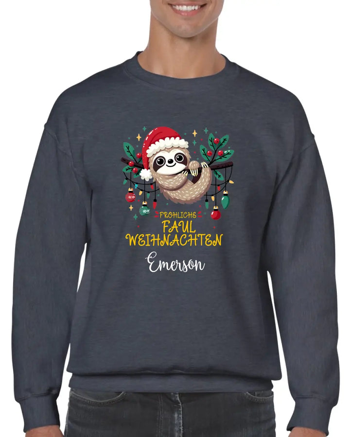 Personalisiert Pullover fröhliches faultier weihnachten - printpod.de