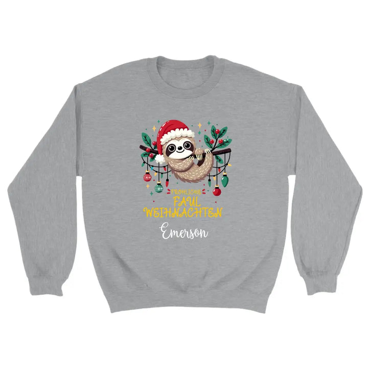 Personalisiert Pullover fröhliches faultier weihnachten - printpod.de