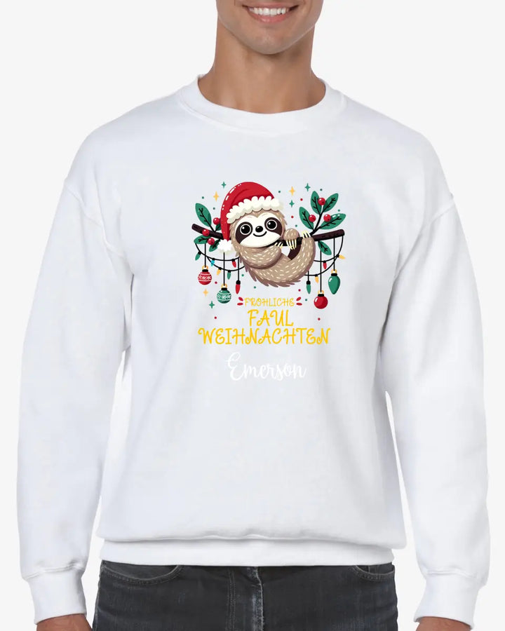 Personalisiert Pullover fröhliches faultier weihnachten - printpod.de