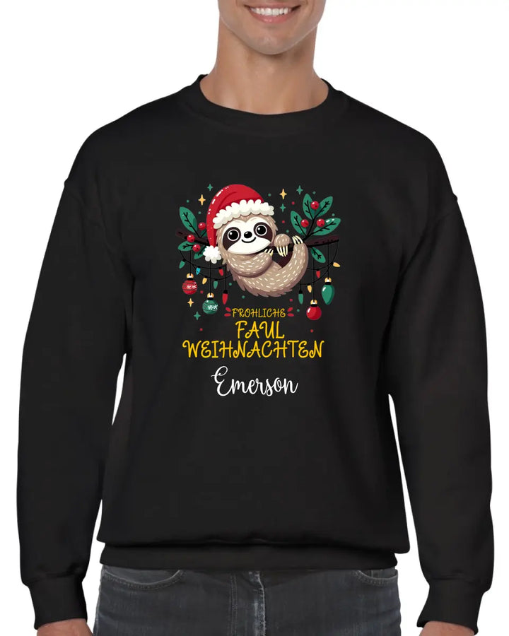 Personalisiert Pullover fröhliches faultier weihnachten - printpod.de