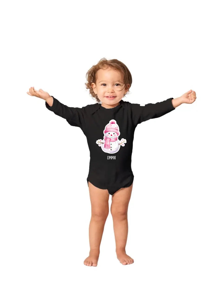 Personalisierte babykleidung babybody Langarm  mit Winter und Weihnachtsmotiv - printpod.de