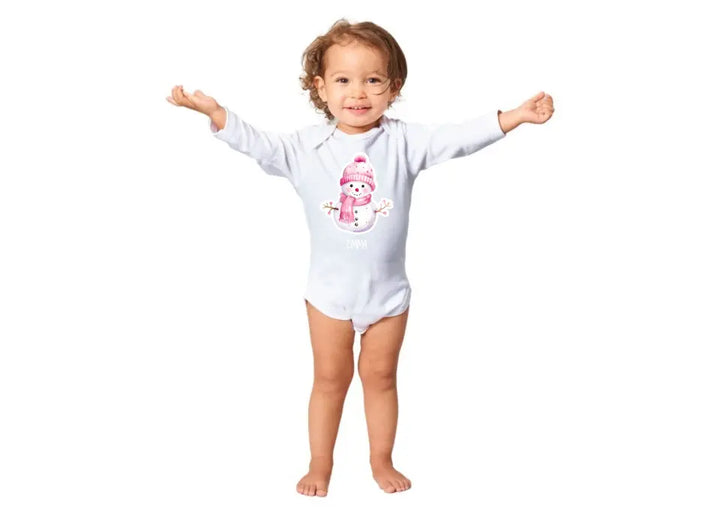 Personalisierte babykleidung babybody Langarm  mit Winter und Weihnachtsmotiv - printpod.de