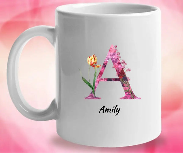 Letters Tasse - florale Alphabet Tasse - printpod.de