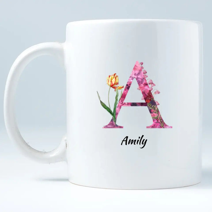 Letters Tasse - florale Alphabet Tasse - printpod.de