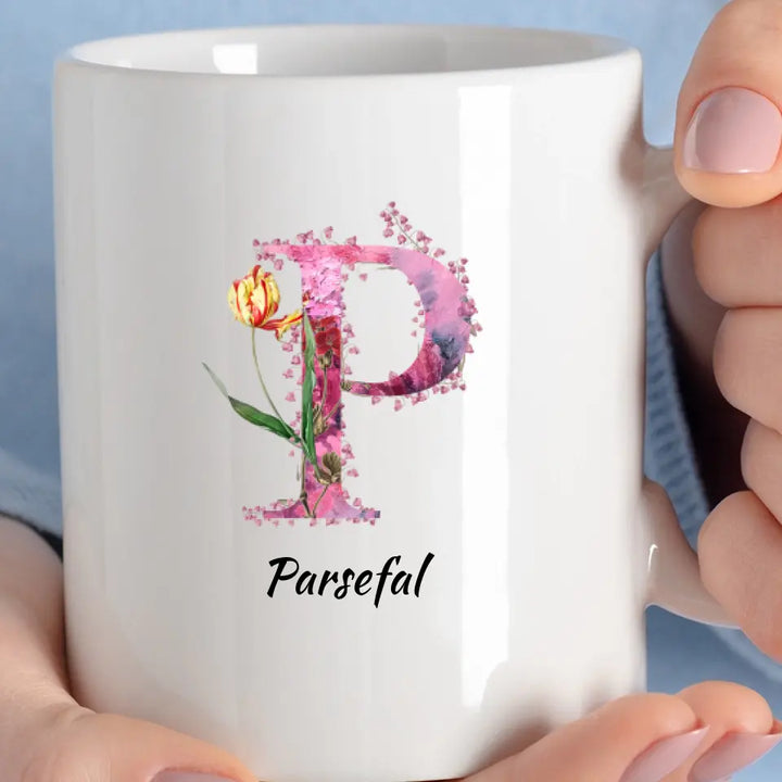 Letters Tasse - florale Alphabet Tasse - printpod.de