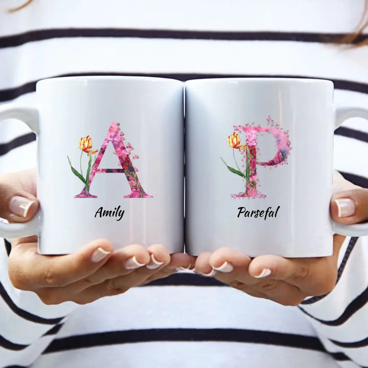 Letters Tasse - florale Alphabet Tasse - printpod.de