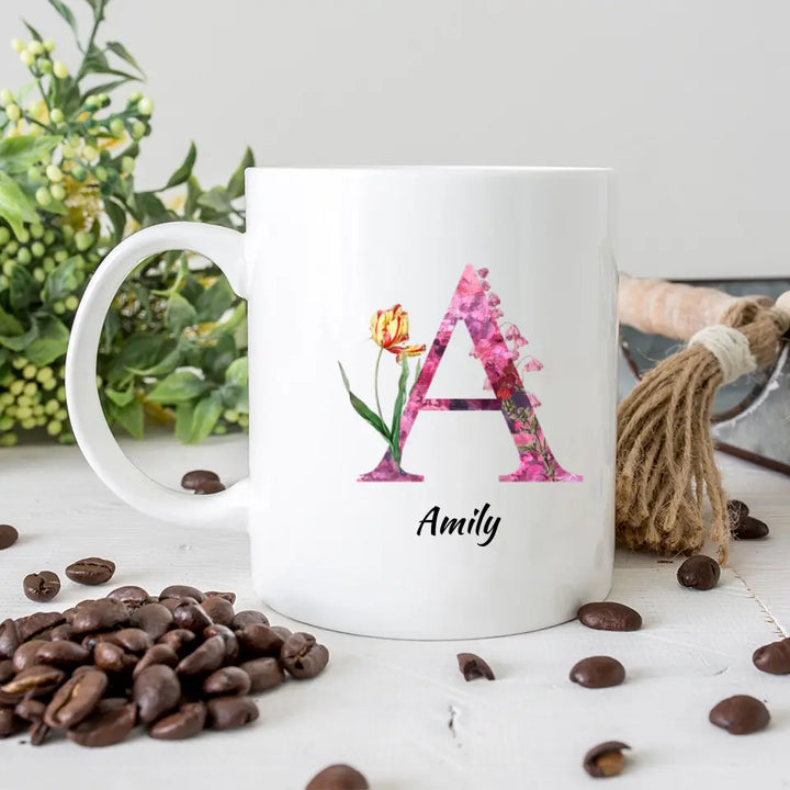 Letters Tasse - florale Alphabet Tasse - printpod.de