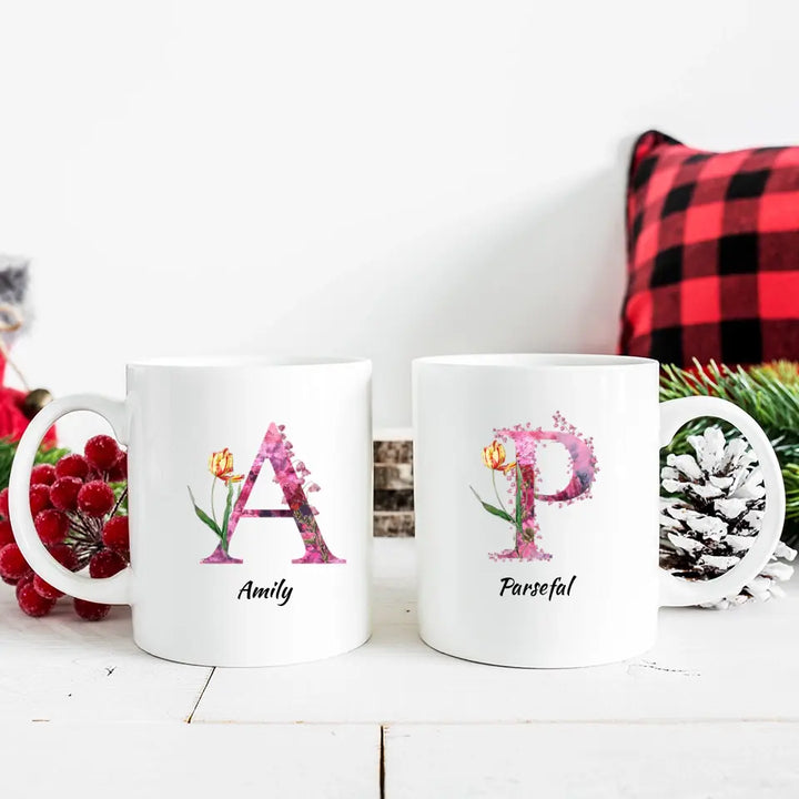 Letters Tasse - florale Alphabet Tasse - printpod.de