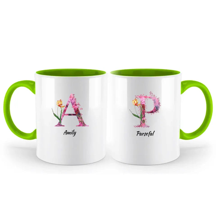 Letters Tasse - florale Alphabet Tasse - printpod.de