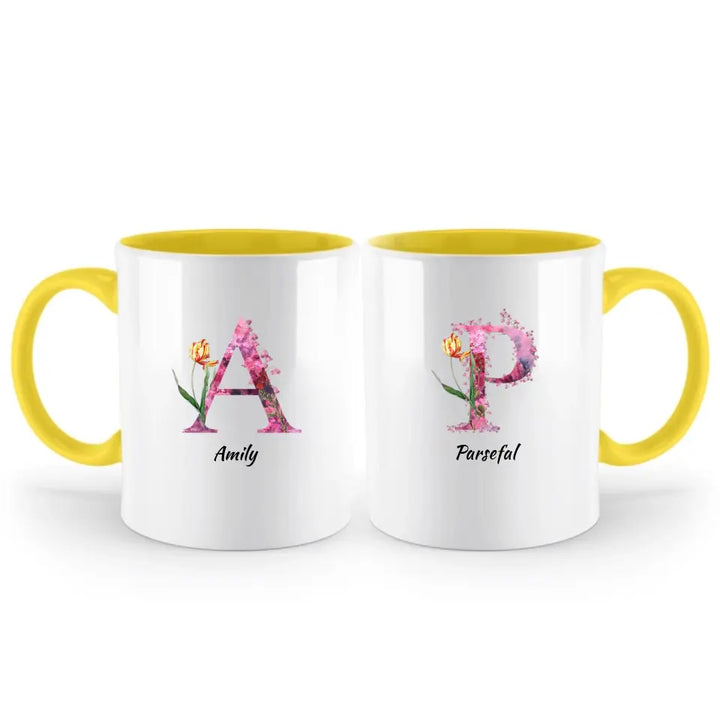 Letters Tasse - florale Alphabet Tasse - printpod.de