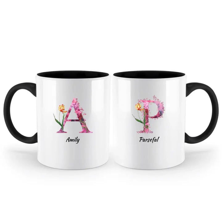 Letters Tasse - florale Alphabet Tasse - printpod.de