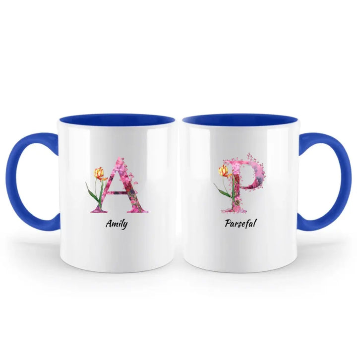 Letters Tasse - florale Alphabet Tasse - printpod.de