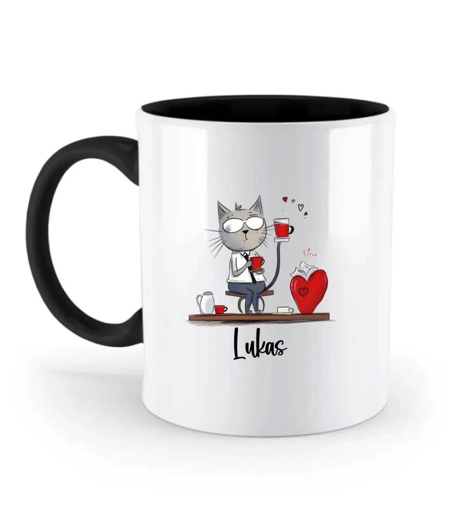 Individuell gestaltbare lustige Valentinstag Katze Comic Tassen - printpod.de